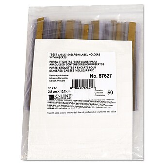 Label Holders, 1 x 6, 50 Holders/Pack