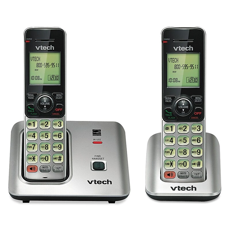 Vtech® CS6619-2 Cordless Phone System, 1 Handset, Black/Silver (CS66192) image 1