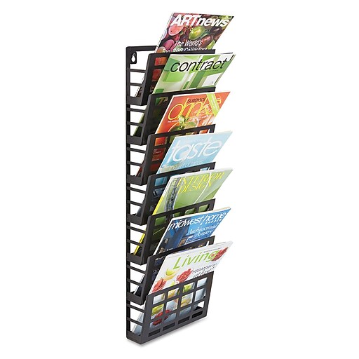 Safco® Grid Magazine Rack, 9 1/2" x 5 1/2" x 29 1/2", Black, Each