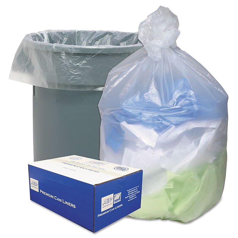 Ultra Plus® Can Liners Trash Bags, 10 microns Thickness, Natural, 30 gal, 500/Carton (WHD3710) image 1