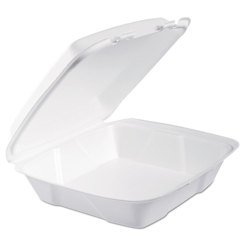 Dart® Square Foam Carry-Out Containers 9”, White, 200/Carton (90HT1R) (90HT1R) image 1