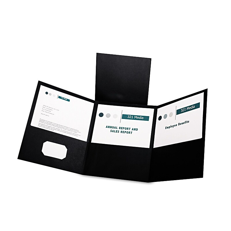 Oxford Tri-Fold Folder with 3 Pockets, Holds 150 Letter-Size Sheets, Black, 20/Box (59806) image 1