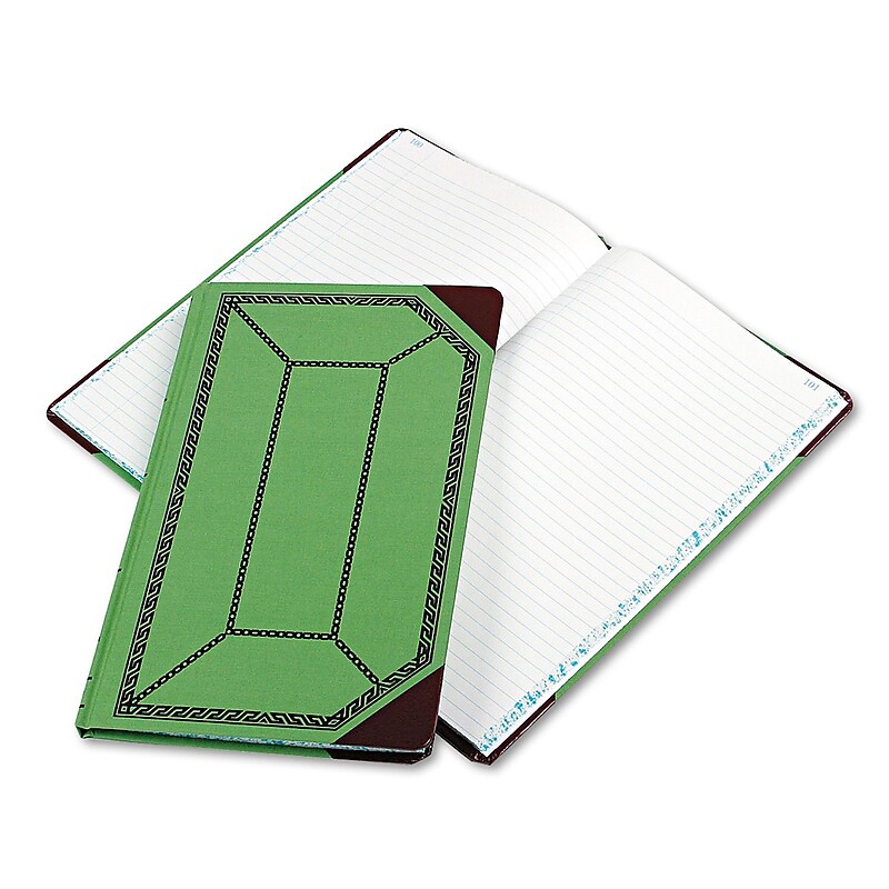 Boorum & Pease Record/Account Book, 7 5/8" x 12 1/2", Green/Red, 75 Sheets/Book (6718150R) image 1