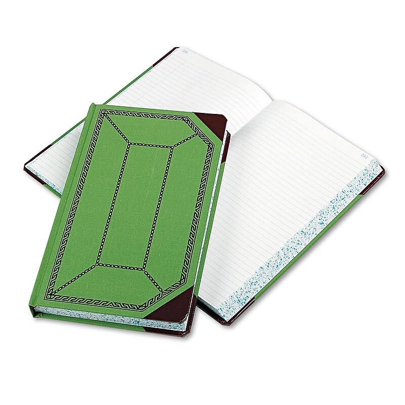 Boorum & Pease Record Book, 7 5/8" x 12 1/2", Green/Red, 250 Sheets/Book (67 1/8-500-R) image 1