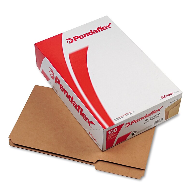 Pendaflex Recycled File Folder, 1/3-Cut Tab, Legal Size, Kraft, 100/Box (RK153 1/3) image 1