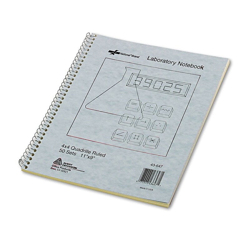 Avery Laboratory 1-Subject Computation Notebooks, 8.5" x 11", Quad, 100 Sheets, Gray/Silver (43647) image 1