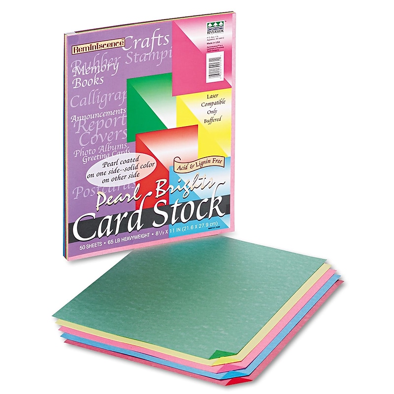 Pacon Reminiscence 65 lb. Cardstock Paper, 8.5" x 11", Assorted Brights, 50 Sheets/Pack (PAC109131) image 1
