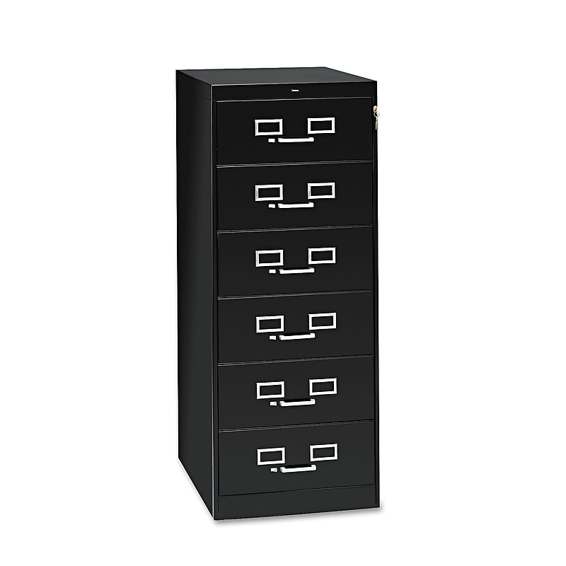 Tennsco Flat File Cabinet, Lockable, 52"H x 21.25"W x 28.5"D, Black (CF669BK) image 1