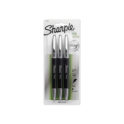 Sharpie® Pen with Grip, Fine Point, Black, 3/pk (1758052) at Staples