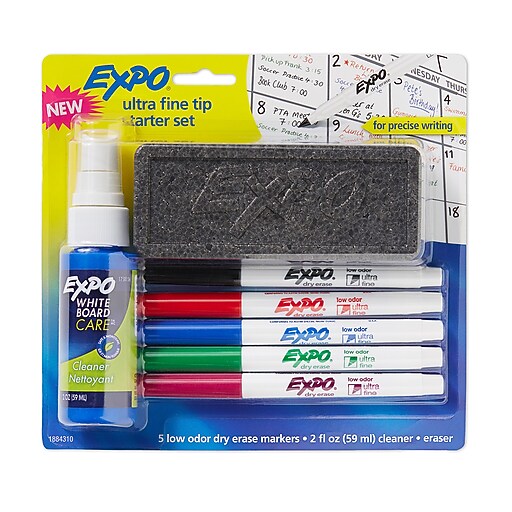 Expo® Low Odor DryErase Marker Set, Ultra Fine Tip, Assorted Colors, 5