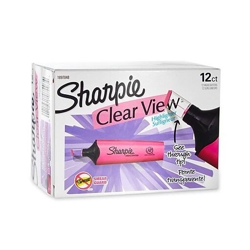 Sharpie Clear View Tank Highlighter, Chisel Tip, Pink, Dozen (1897848