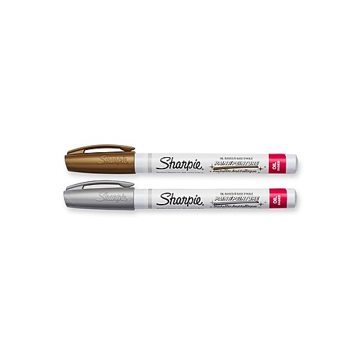 Sharpie® Paint OilBased Marker, Extra Fine, Metallic Gold and Silver