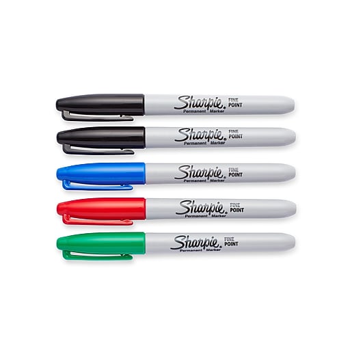Sharpie® Fine Point Permanent Markers, Assorted, 5/pk (30653PP) Staples