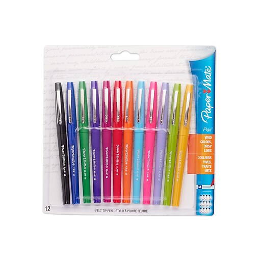 Paper Mate® Flair® FeltTip Pens, Medium Point, Assorted, 12/pk (74423