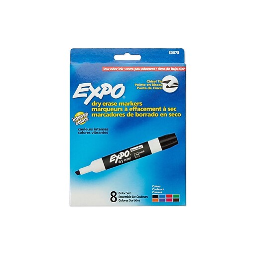 Expo® Low Odor DryErase Markers, Chisel Tip, Assorted, 8/pk (80678
