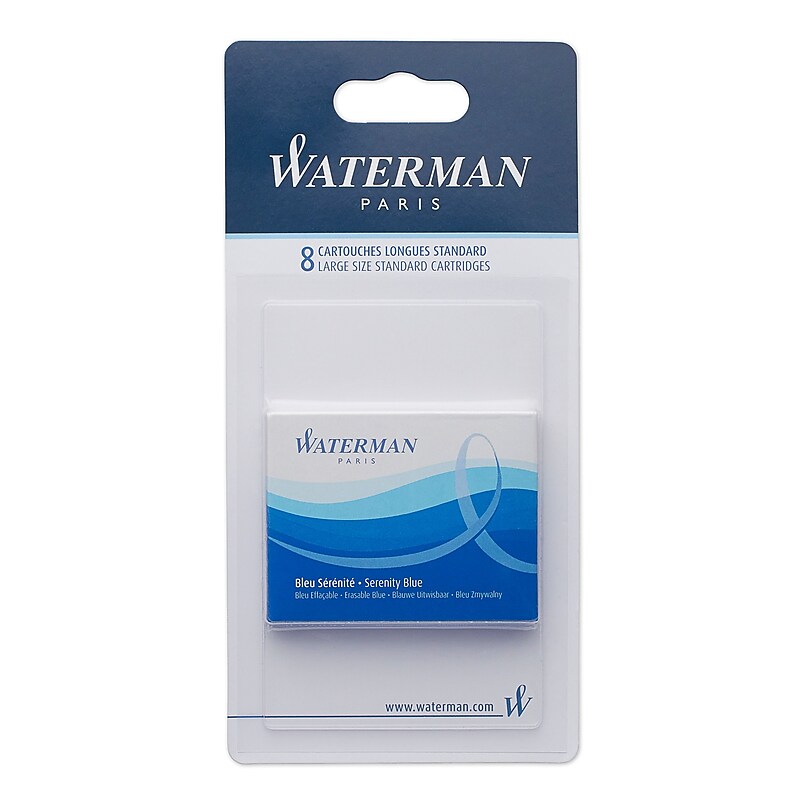 Waterman Paris Fountain Cartridge Pen Refills, Serenity Blue Ink, 8/Pack (S0713021) image 1