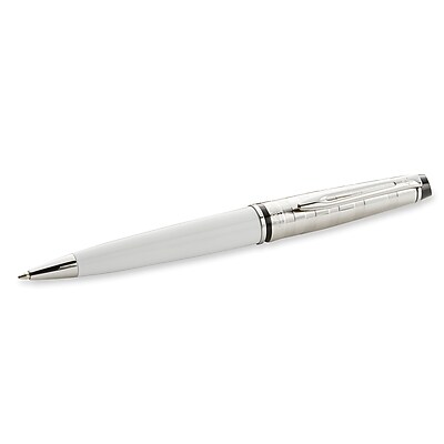 Bolígrafo blanco / cromo Waterman Expert, punta mediana 1.0 mm, tinta negra (S0952440)