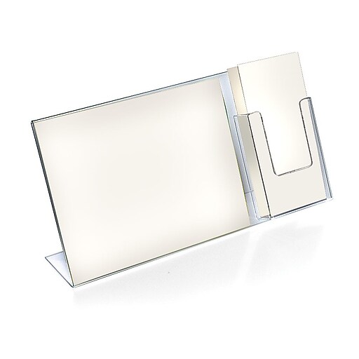 Azar Displays Sign Holder with Attached Brochure Holder, 8.5 x 16inch