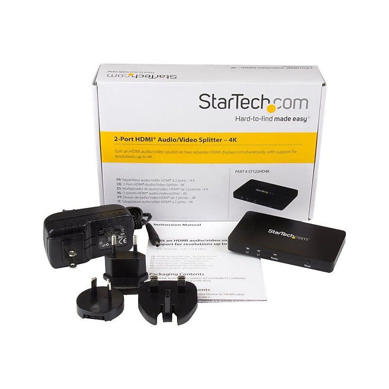 StarTech 2-Port HDMI 4K Video Splitter With Solid Aluminum Housing-4K 30Hz, Black image 1
