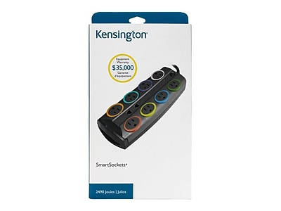 Kensington SmartSockets 8 Outlet Surge Protector, 8′ Cord, 2490 Joules (K62690NA) Sansujyuku sansujyuku.com