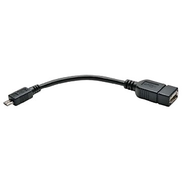 Tripp Lite 6" USB-A to Micro USB OTG Host Adapter Cable, Female to Male, Black (TRPU05206N)