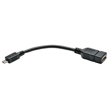 Tripp Lite 6" USB-A to Micro USB OTG Host Adapter Cable, Female to Male, Black (TRPU05206N)