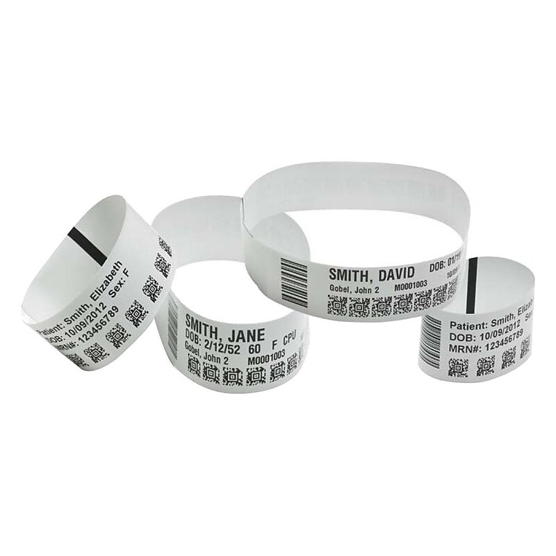Zebra Z-Band Permanent Adhesive Direct Thermal Wristband for HC100 Printer, White, 300 Labels/Roll, 6 Rolls/Box (10015358K) image 1