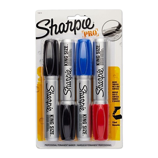 Sharpie® King Size™ Permanent Markers, Chisel Tip, Assorted, 4 Pack ...