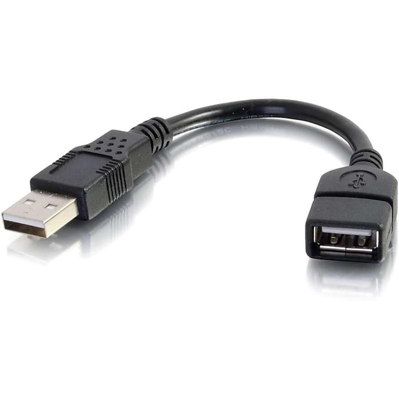 C2G 6 inch USB 2.0 A Male to A Female Extension Cable image 1