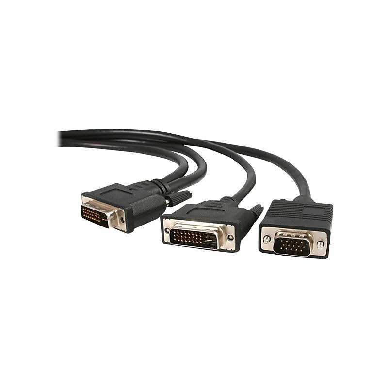StarTech DVIVGAYMM6 6ft DVI-I Male to DVI-D Male and HD15 VGA Male Video Splitter Cable image 1