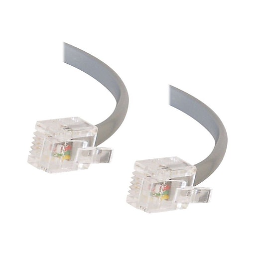 C2G 02970 7' RJ11 Modular Telephone Cable, Silver Staples