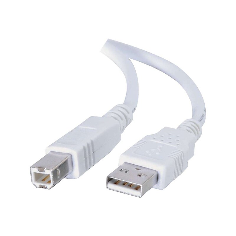 C2G Cables to Go 6.6' USB A to USB B Cable, Male to Male, White (13172) image 1