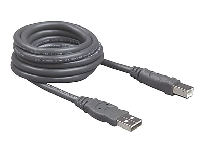 Belkin 10' USB A to USB B Cable, Male to Male, Gray/Silver