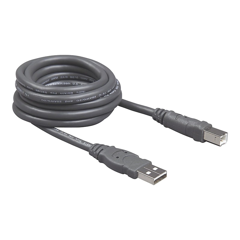 Belkin 10' USB A to USB B Cable, Male to Male, Gray/Silver (F3U133B10) image 1