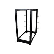 StarTech  25U Adjustable Depth Open Frame 4 Post Server Rack with Casters, Levelers and Cable Management Hooks