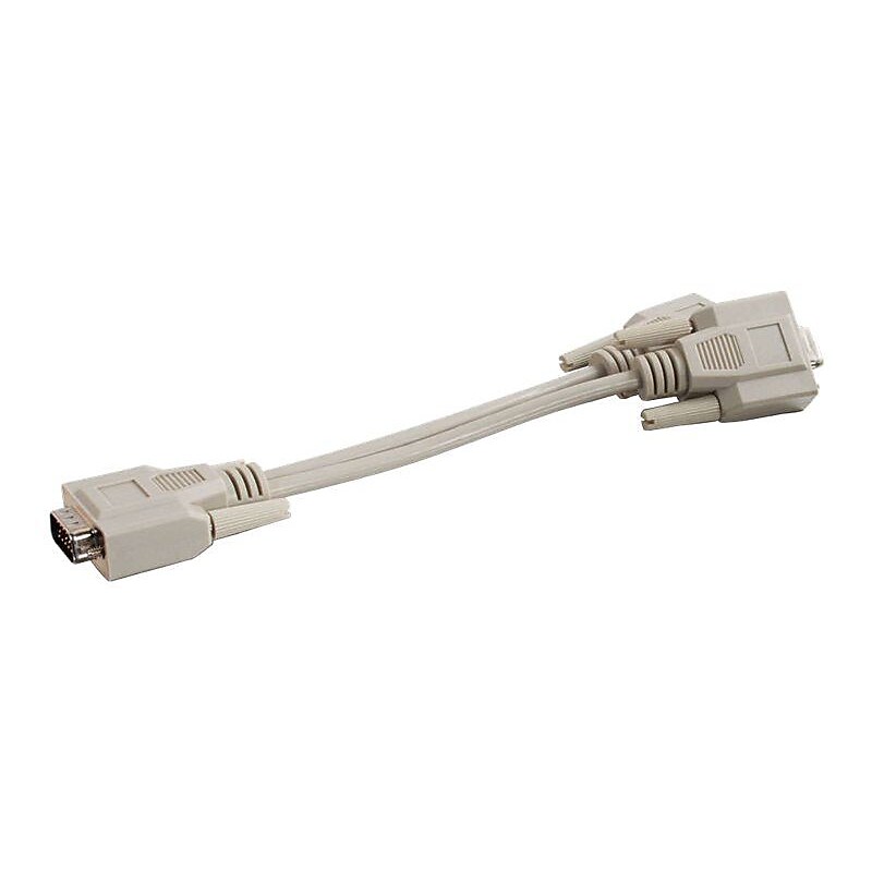 C2G® 8" One HD15 VGA Male to Two HD15 VGA Female Y Video Cable, Beige image 1
