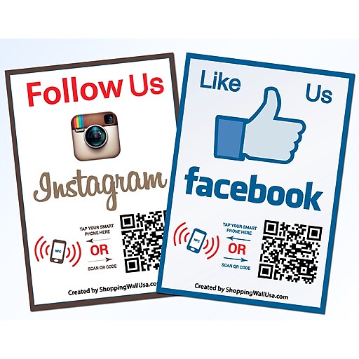 shopping wall qr luof 001 2 code stickers facebook instagram social media 2 set staples - follow us on instagram facebook