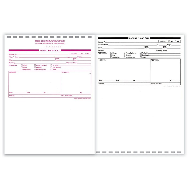 Medical Arts Press Patient Call Book, Self-Duplicating, 3/Pack (20240) image 1