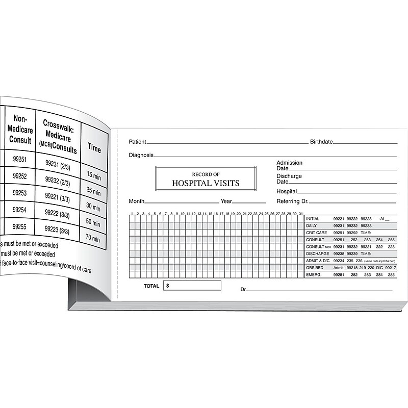Medical Arts Press Log of Hospital Visits, Pocket-sized, 1-Part image 1