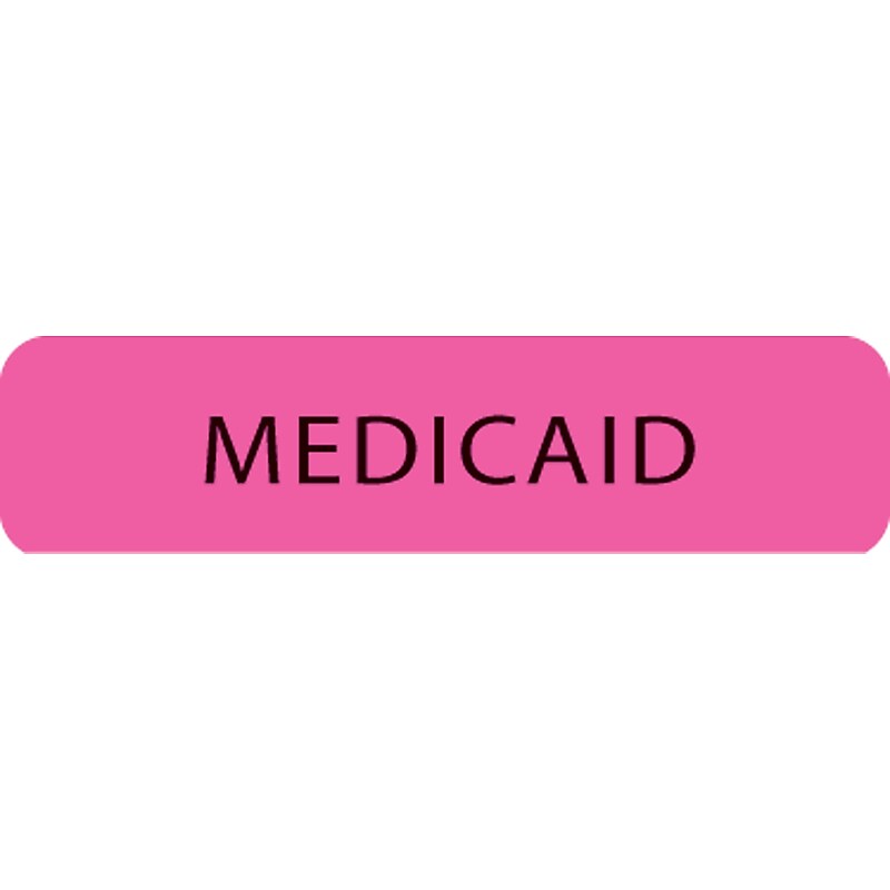 Insurance Chart File Medical Labels, Medicaid, Fluorescent Pink, 5/16x1-1/4", 500 Labels image 1