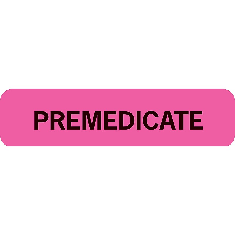 Chart Alert Medical Labels, Premedicate, Fluorescent Pink, 5/16x1-1/4", 500 Labels image 1