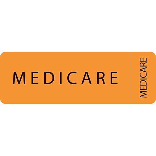 File Folder Insurance Labels; Medicare, Fluorescent Orange