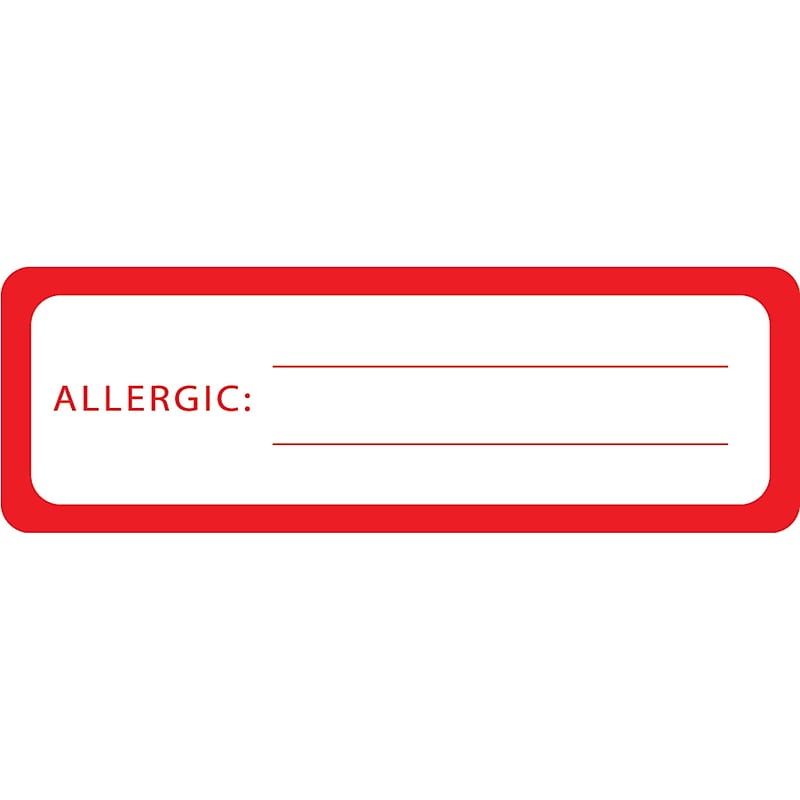 Allergy Warning Medical Labels, Allergic:, Red and White, 1x3", 500 Labels image 1