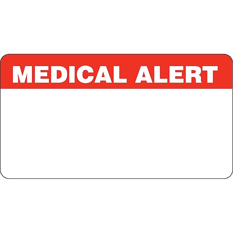Chart Alert Medical Labels, Medical Alert, Red and White, 1-3/4x3-1/4", 500 Labels image 1