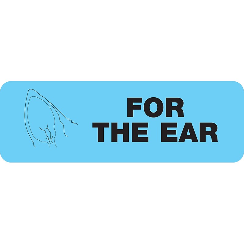 Veterinary Medication Instruction Labels, For the Ear, Light Blue, 1/2x1-1/2", 500 Labels image 1