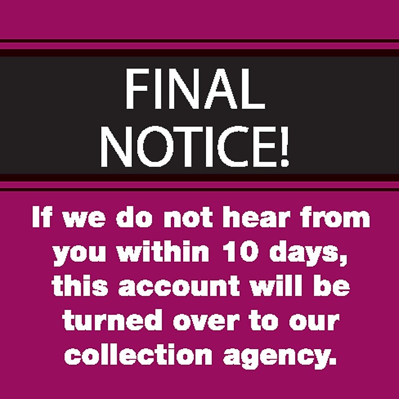 Past Due Collection Pre-Printed Labels, Final Notice/10 Days, Red, 1-1/2x1-1/2", 500 Labels image 1