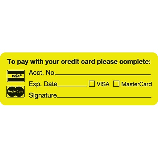 Reminder & Thank You Collection Labels; pay w/your credit card, Fl