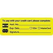 Reminder & Thank You Collection Labels; pay w/your credit card, Fl Chartreuse, 1x3", 500 Labels