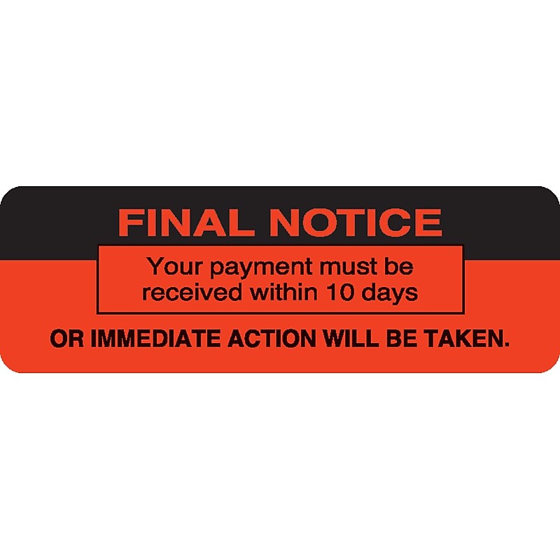 Collection & Notice Collection Labels, Final Notice, Fluorescent Red, 1x3", 500 Labels image 1
