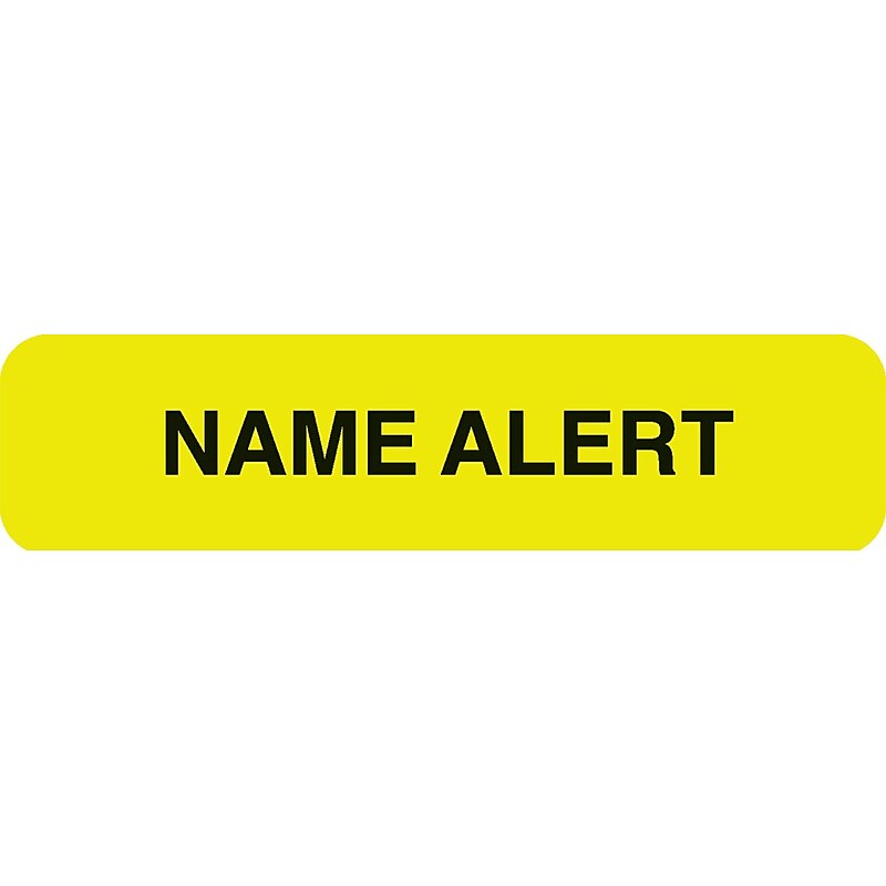 Chart Alert Medical Labels, Name Alert, Fluorescent Chartreuse, 5/16x1-1/4", 500 Labels image 1